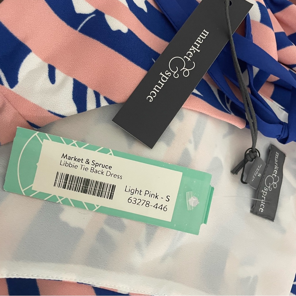 NEW WITH TAGS! Market & Spruce‎ Navy and Pink Striped Dress Size Small - Picture 11 of 12